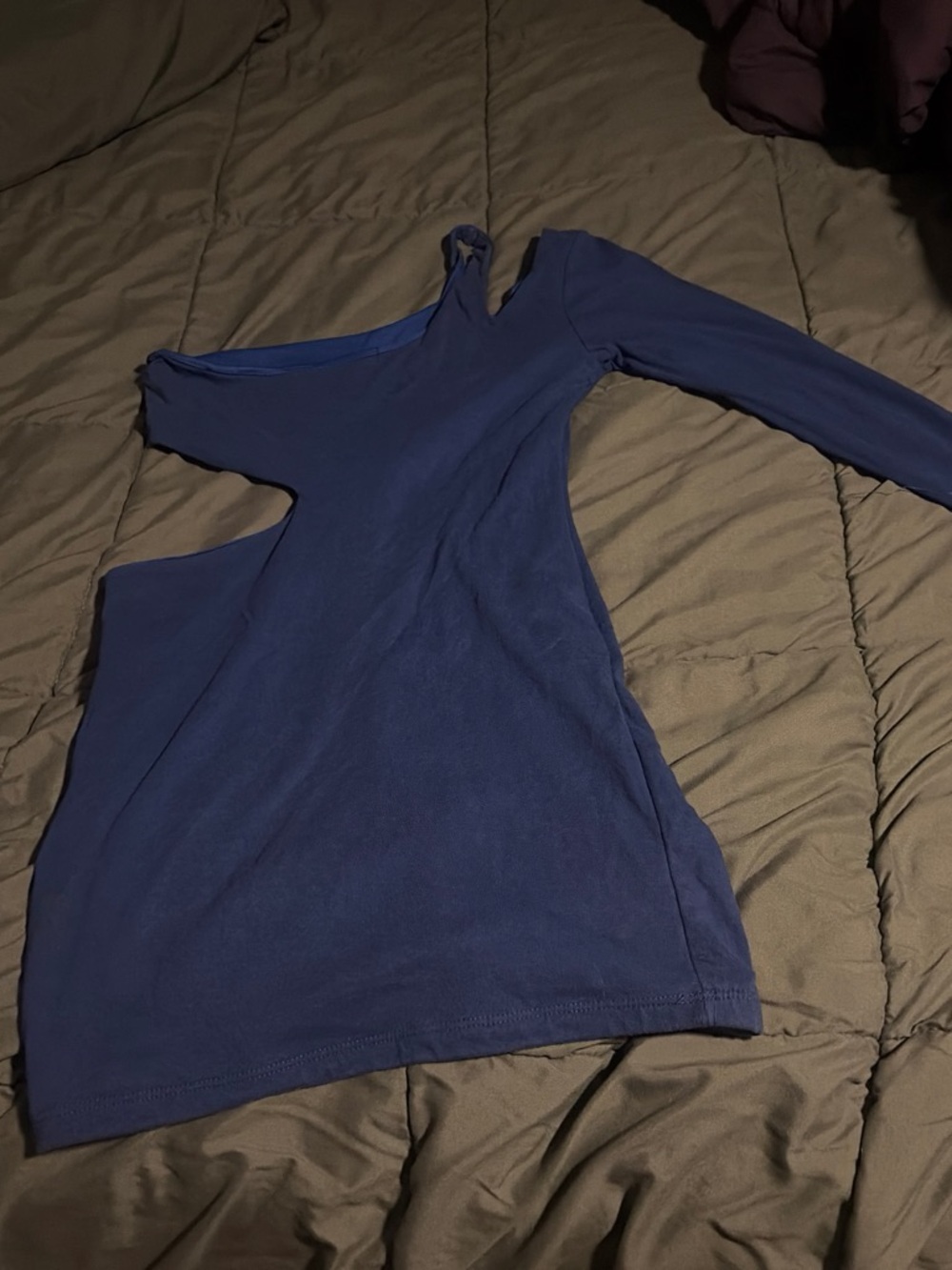 Blue Asymmetric Cutout Long Sleeve Women’s Dress